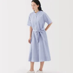 Women's Cool Touch Short Sleeve Striped Shirt Dress