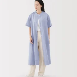 Women's Cool Touch Short Sleeve Striped Shirt Dress