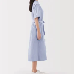 Women's Cool Touch Short Sleeve Striped Shirt Dress
