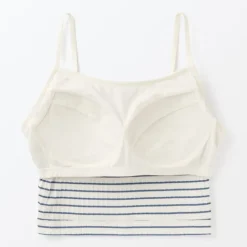 Women's Cotton Stretch Ribbed Cropped Bra Striped Camisole