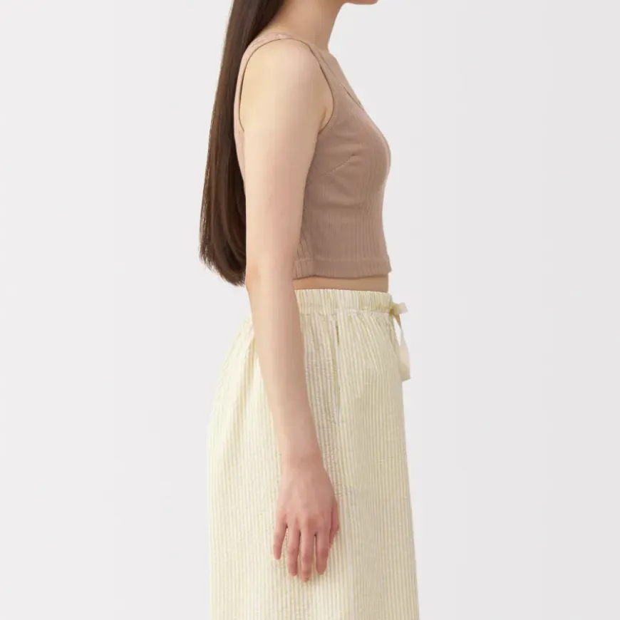 Women's Cotton Stretch Ribbed Cropped Bra Tank Top