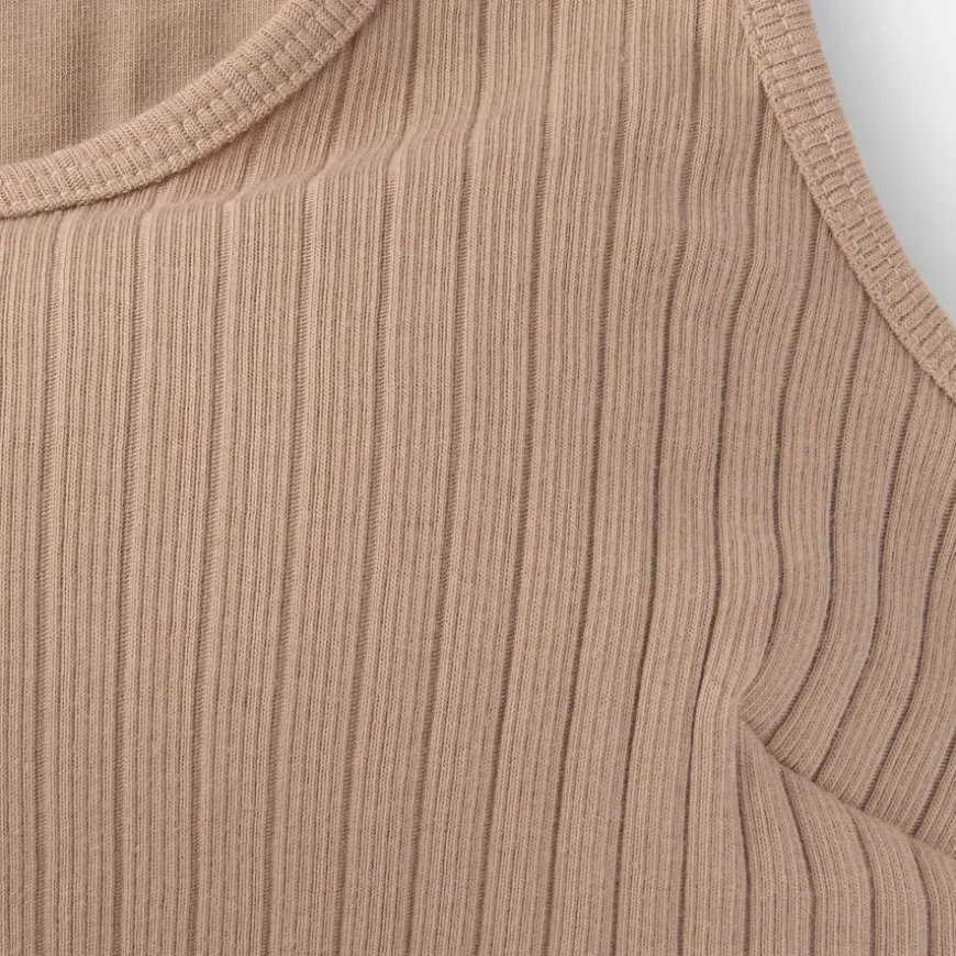 Women's Cotton Stretch Ribbed Cropped Bra Tank Top
