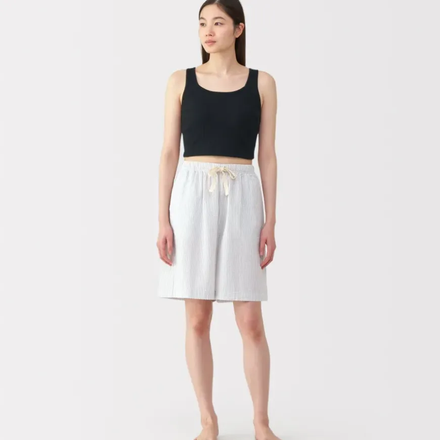 Women's Cotton Stretch Ribbed Cropped Bra Tank Top