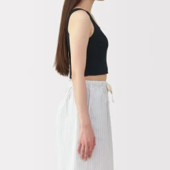 Women's Cotton Stretch Ribbed Cropped Bra Tank Top