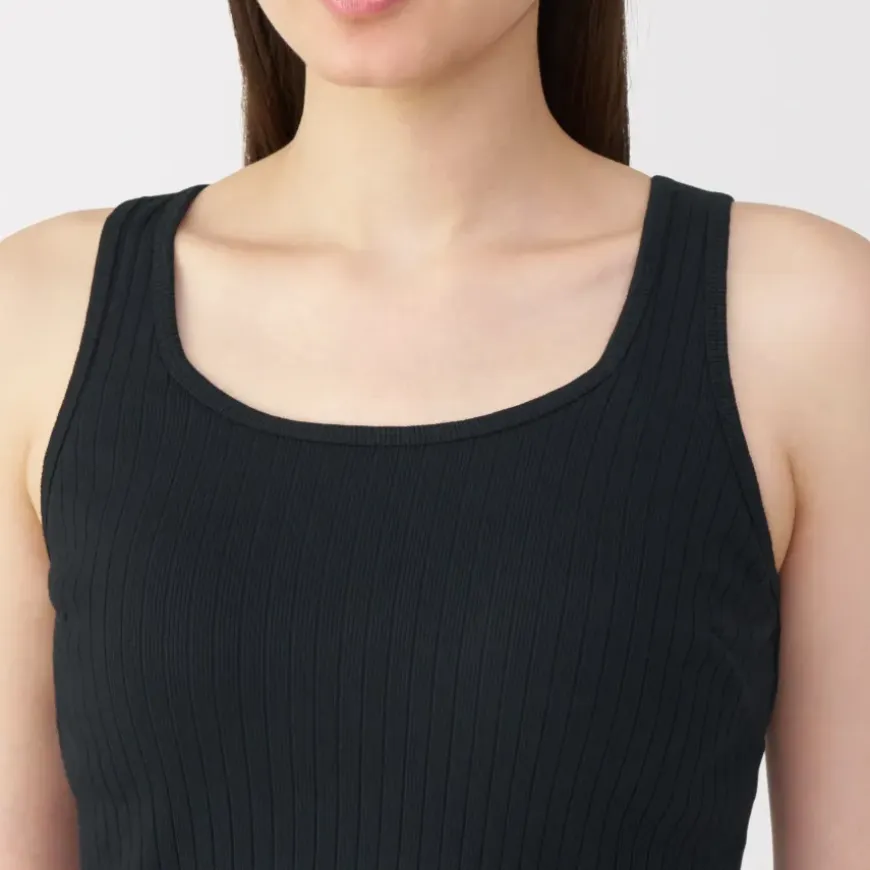 Women's Cotton Stretch Ribbed Cropped Bra Tank Top
