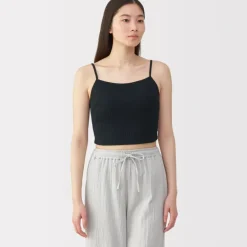 Women's Cotton Stretch Ribbed Cropped Bra Camisole