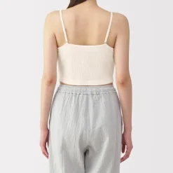 Women's Cotton Stretch Ribbed Cropped Bra Camisole