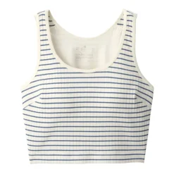 Women's Cotton Stretch Ribbed Cropped Bra Striped Tank Top