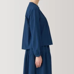 Women's Cotton Voile Indigo Long Sleeve Blouse