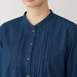 Women's Cotton Voile Indigo Long Sleeve Blouse