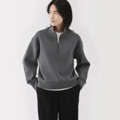 Women's Double Knitted Half Zip Sweatshirt