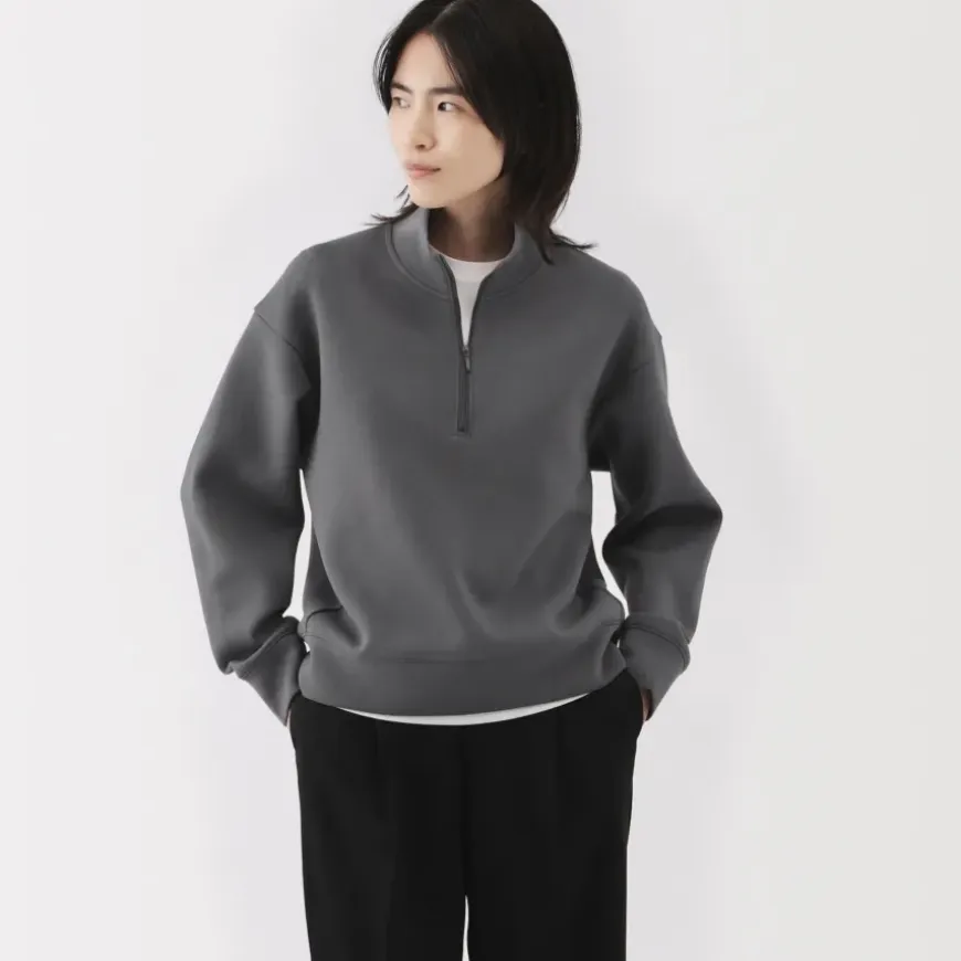 Women's Double Knitted Half Zip Sweatshirt