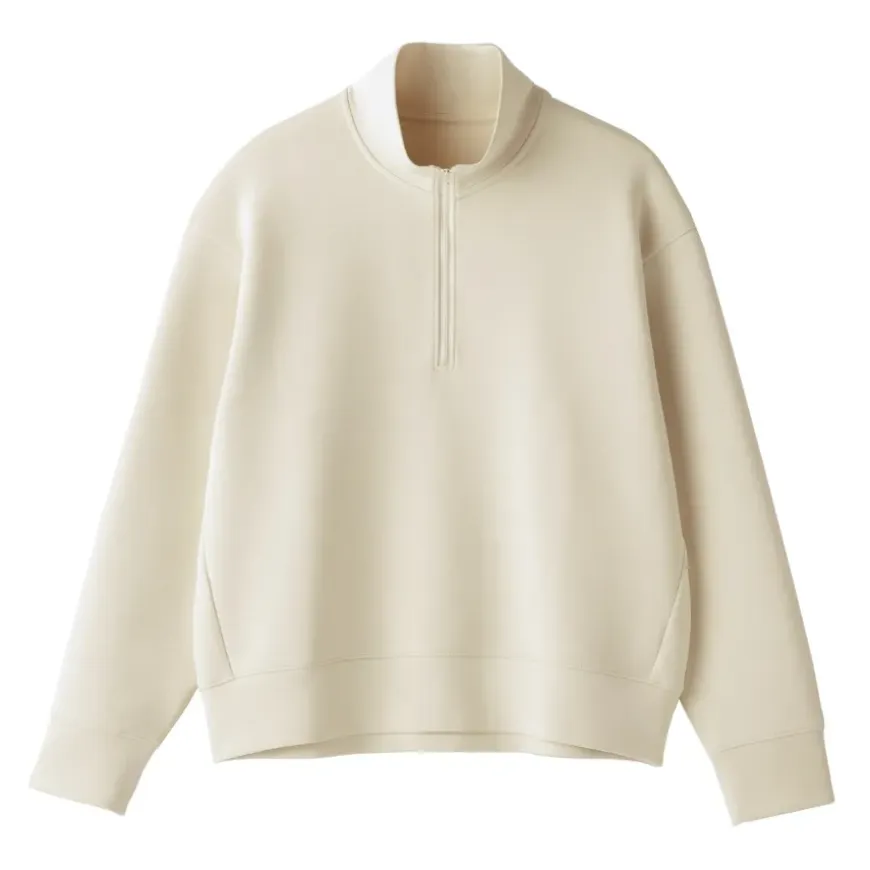 Women's Double Knitted Half Zip Sweatshirt