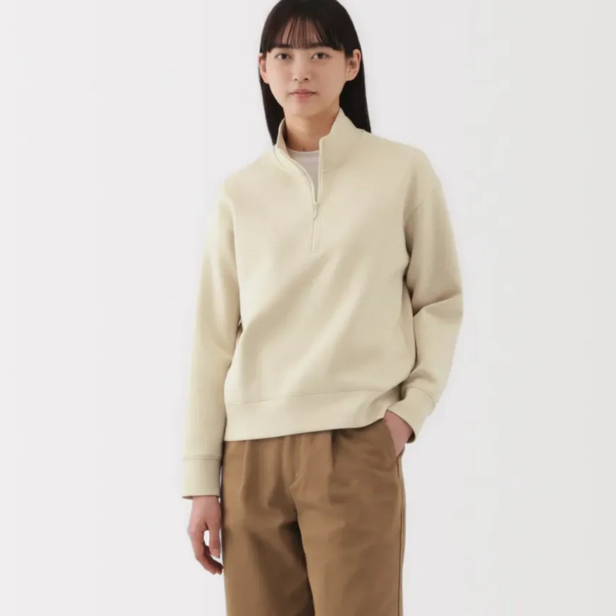 Women's Double Knitted Half Zip Sweatshirt