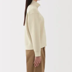 Women's Double Knitted Half Zip Sweatshirt