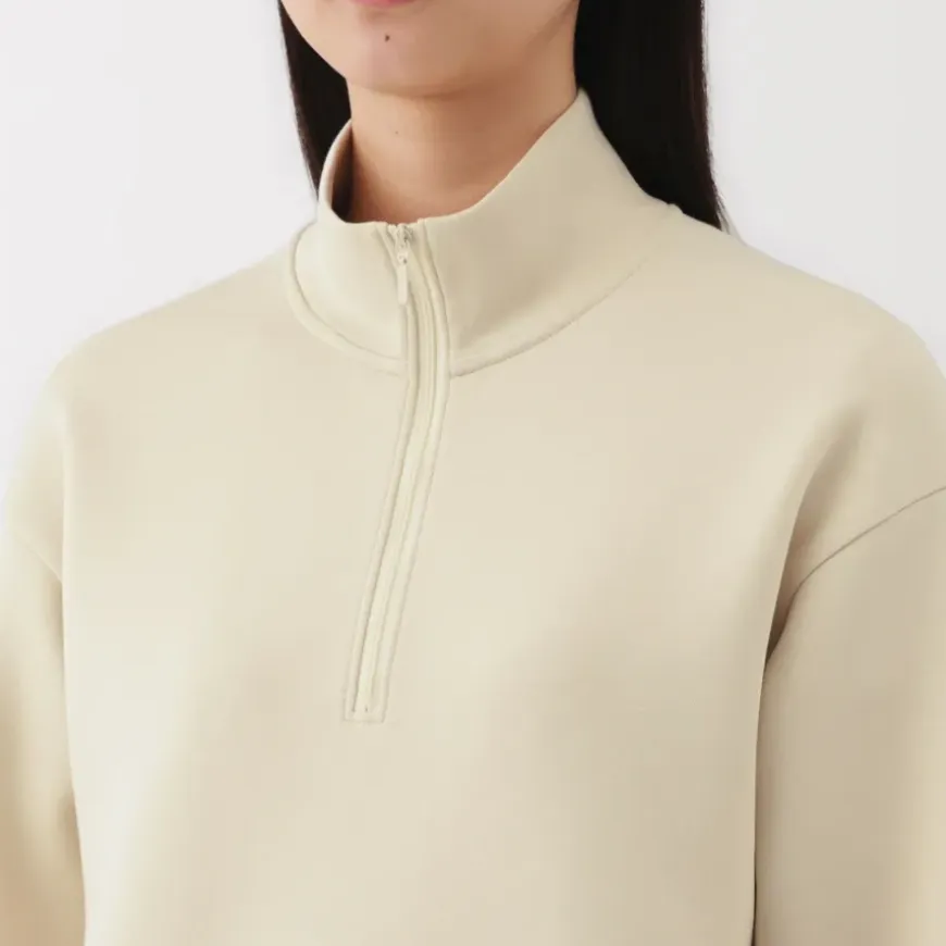 Women's Double Knitted Half Zip Sweatshirt