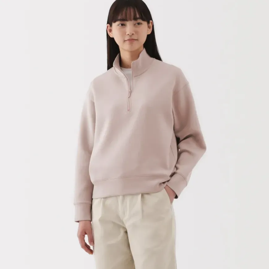 Women's Double Knitted Half Zip Sweatshirt