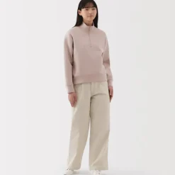 Women's Double Knitted Half Zip Sweatshirt