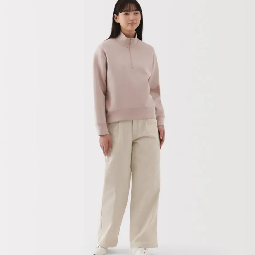 Women's Double Knitted Half Zip Sweatshirt