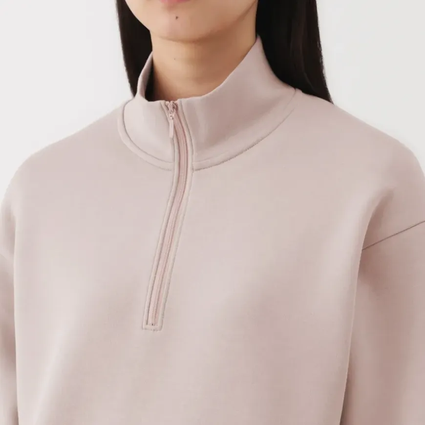 Women's Double Knitted Half Zip Sweatshirt