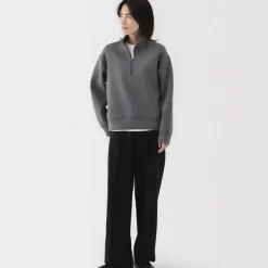 Women's Double Knitted Half Zip Sweatshirt