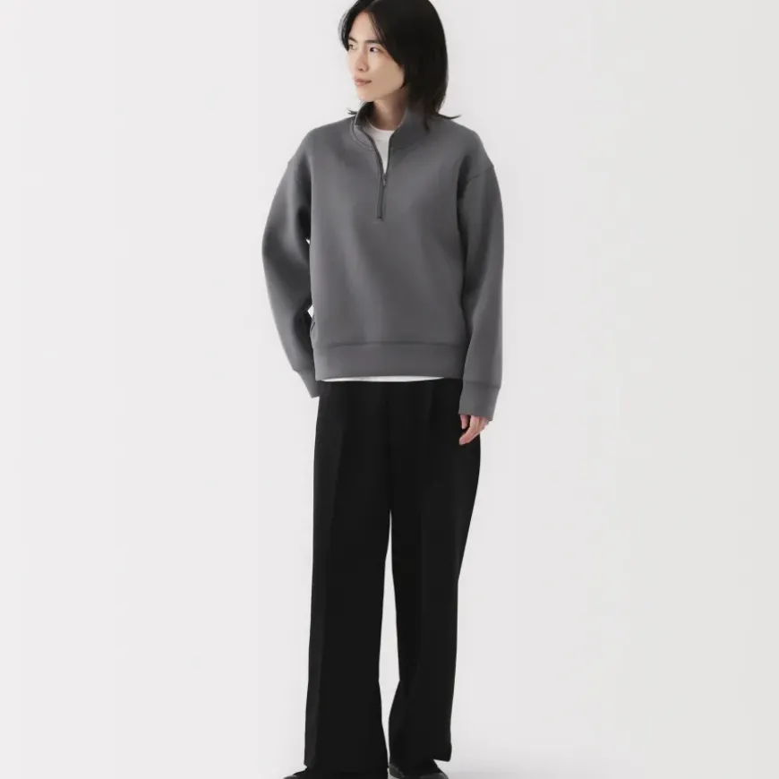 Women's Double Knitted Half Zip Sweatshirt