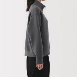 Women's Double Knitted Half Zip Sweatshirt