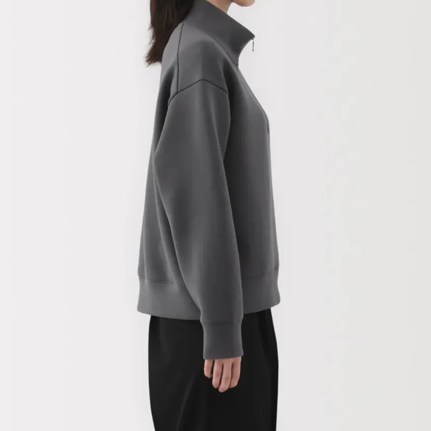 Women's Double Knitted Half Zip Sweatshirt