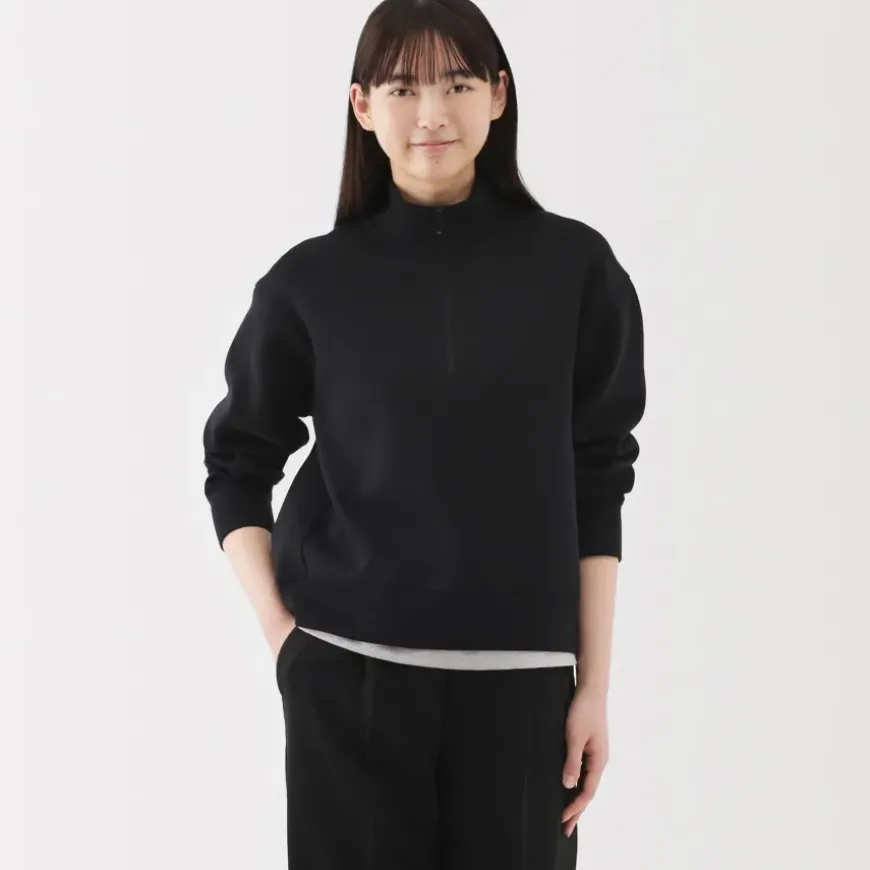 Women's Double Knitted Half Zip Sweatshirt