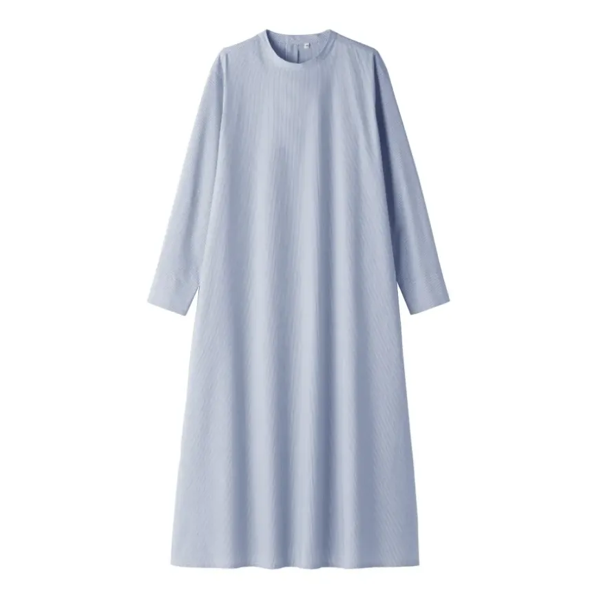 Women's Easy-Dry Broadcloth Long Sleeve Pullover Striped Dress