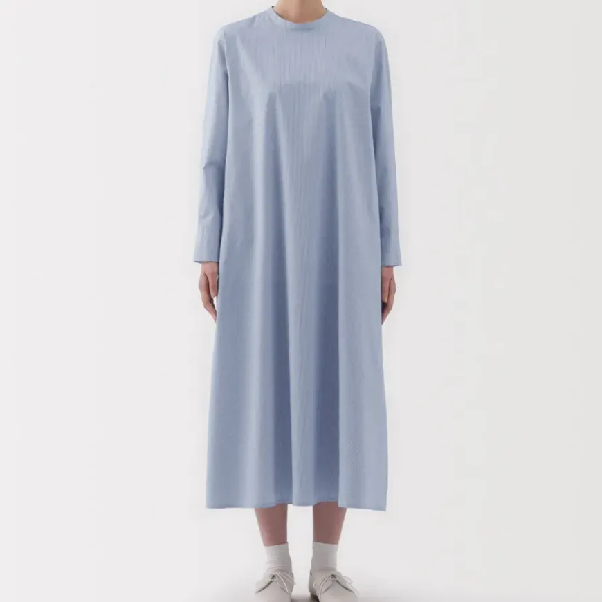 Women's Easy-Dry Broadcloth Long Sleeve Pullover Striped Dress