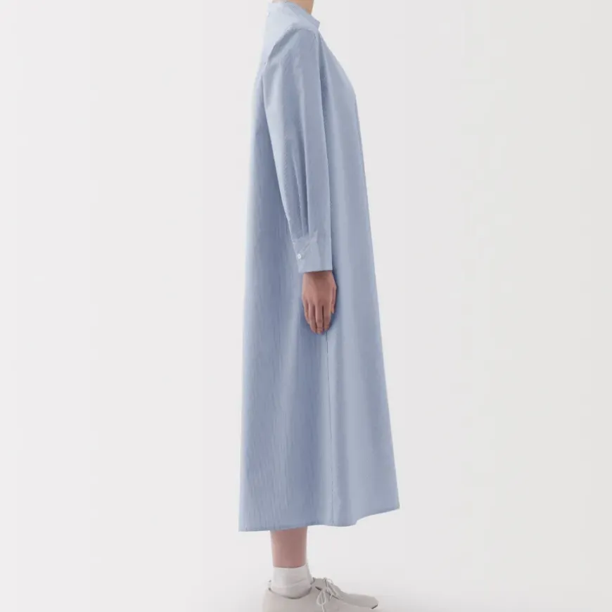 Women's Easy-Dry Broadcloth Long Sleeve Pullover Striped Dress