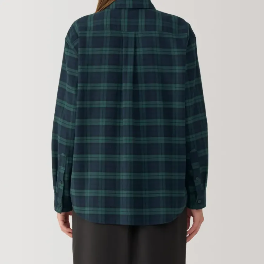 Women's Flannel Regular Collar Long Sleeve Patterned Shirt