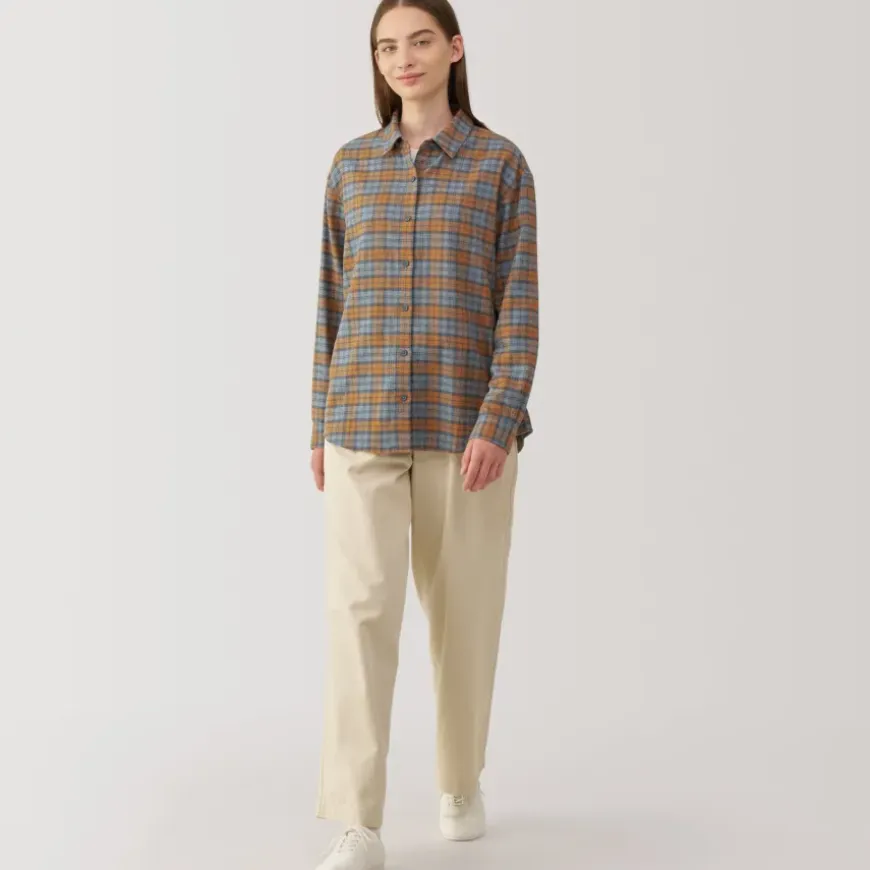 Women's Flannel Regular Collar Long Sleeve Patterned Shirt