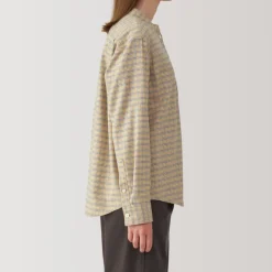 Women's Flannel Stand Collar Long Sleeve Patterned Blouse