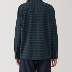 Women's Flannel Stand Collar Long Sleeve Patterned Blouse