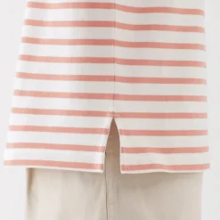 Women's Heavy Weight Boat Neck Long Sleeve Striped T-Shirt