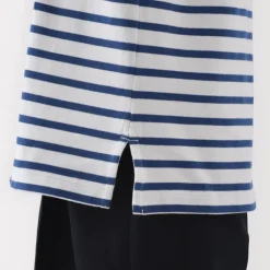 Women's Heavy Weight Boat Neck Long Sleeve Striped T-Shirt