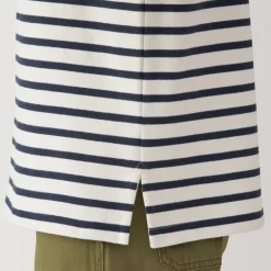 Women's Heavy Weight Boat Neck Long Sleeve Striped T-Shirt
