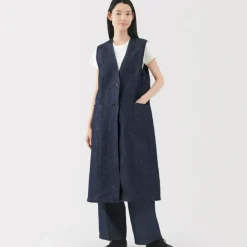 Women's Hemp Blend Denim Long Gilet