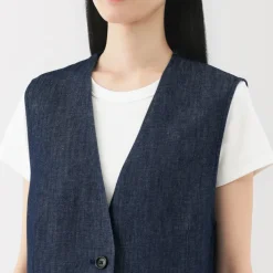 Women's Hemp Blend Denim Long Gilet