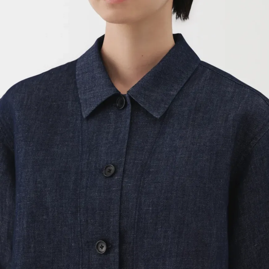 Women's Hemp Blend Denim Short Sleeve Shirt