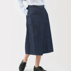 Women's Hemp Blend Denim Wraparound Wide Dress Trousers