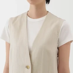 Women's Hemp Blend Twill Long Gilet