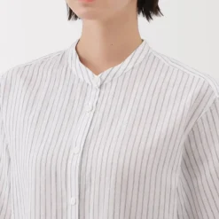 Women's Hemp Cotton Short Sleeve Striped Dress
