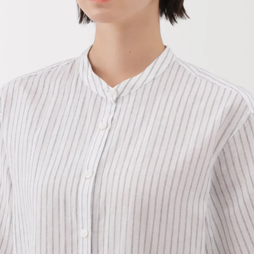 Women's Hemp Cotton Short Sleeve Striped Dress