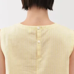Women's Hemp Cotton Sleeveless Striped Blouse