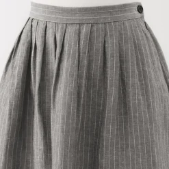 Women's Hemp Cotton Striped Easy Long Skirt