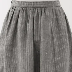 Women's Hemp Cotton Striped Easy Long Skirt