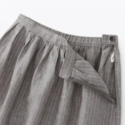 Women's Hemp Cotton Striped Easy Long Skirt
